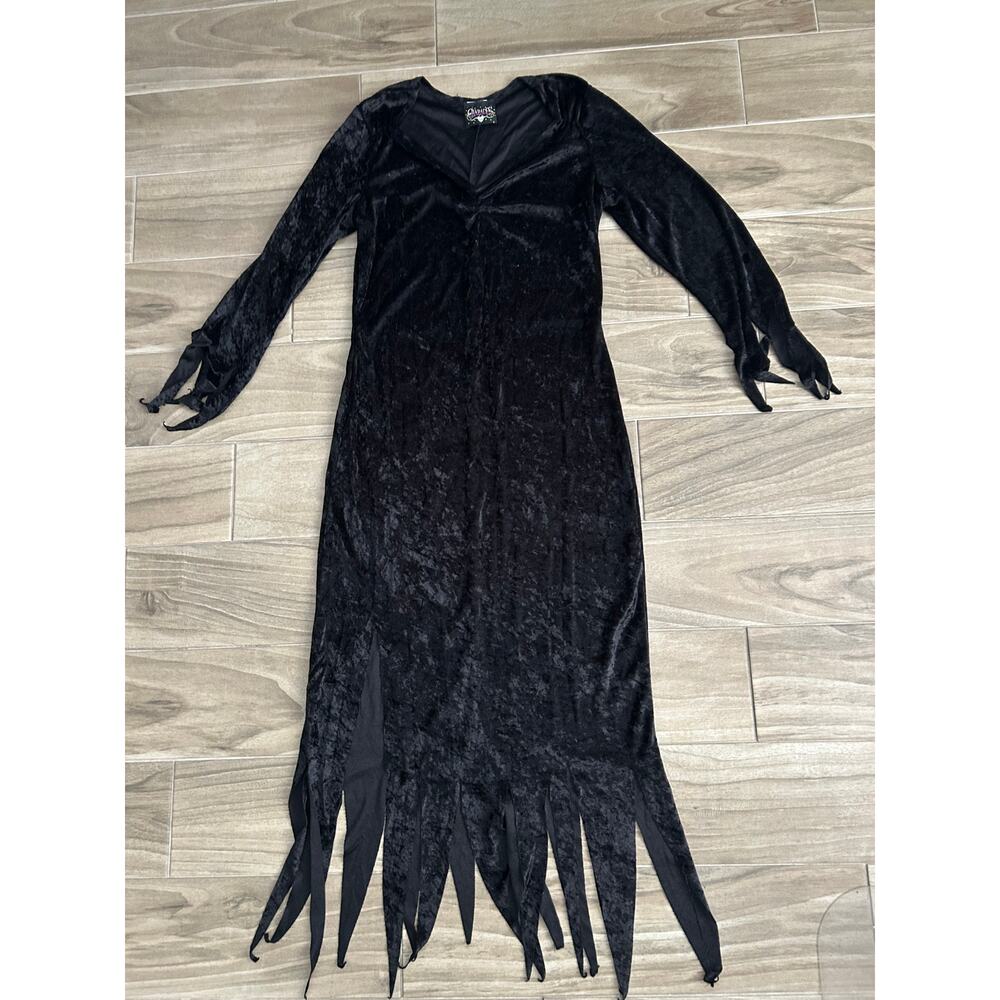 VINTAGE WITCHY WOMAN COSTUME BLACK DRESS SIZE LARGE - Picture 3 of 8